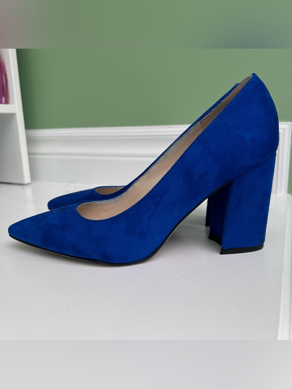 Nine West Cara Block Heel Pumps in Blue Azzurro
